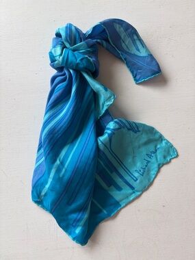 Vintage RICHARD ALLAN Silk Hand Stitched Abstract Palm Tree Scarf - 29"X28"